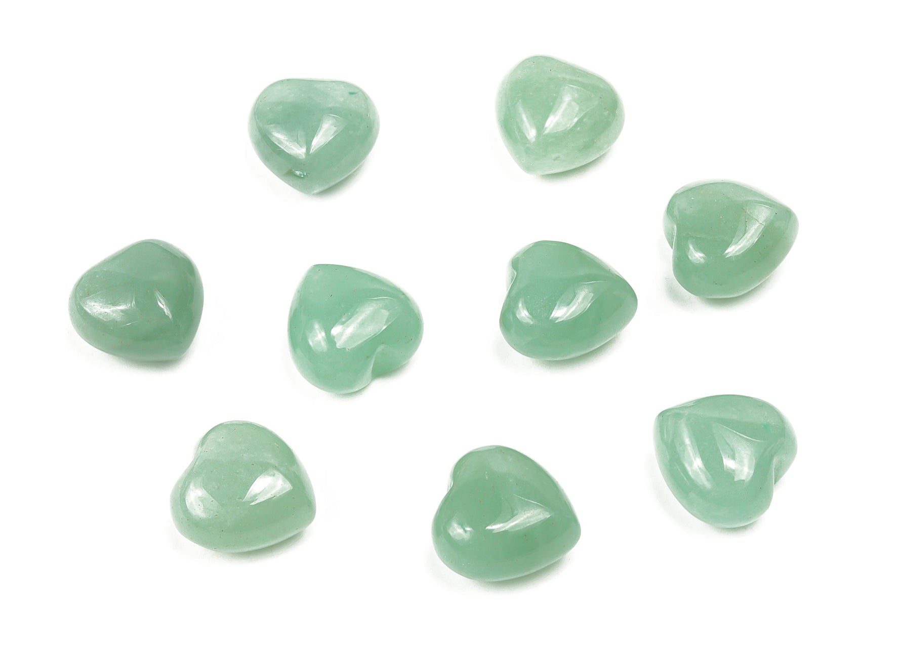 Puffy heart-shaped aventurine gemstone pendant, 15x15x9mm, natural green stone with smooth polished surface, from GemstoneGO.