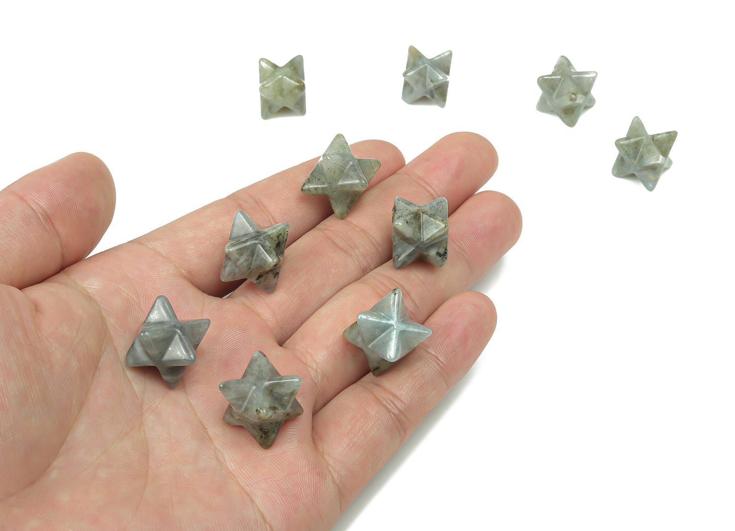 Merkaba en labradorite - Pierre précieuse en labradorite sculptée - Étoile Merkaba en cristal - Guérison énergétique - Pierre de chakra ?€? 1,3 cm ?€? ME1014