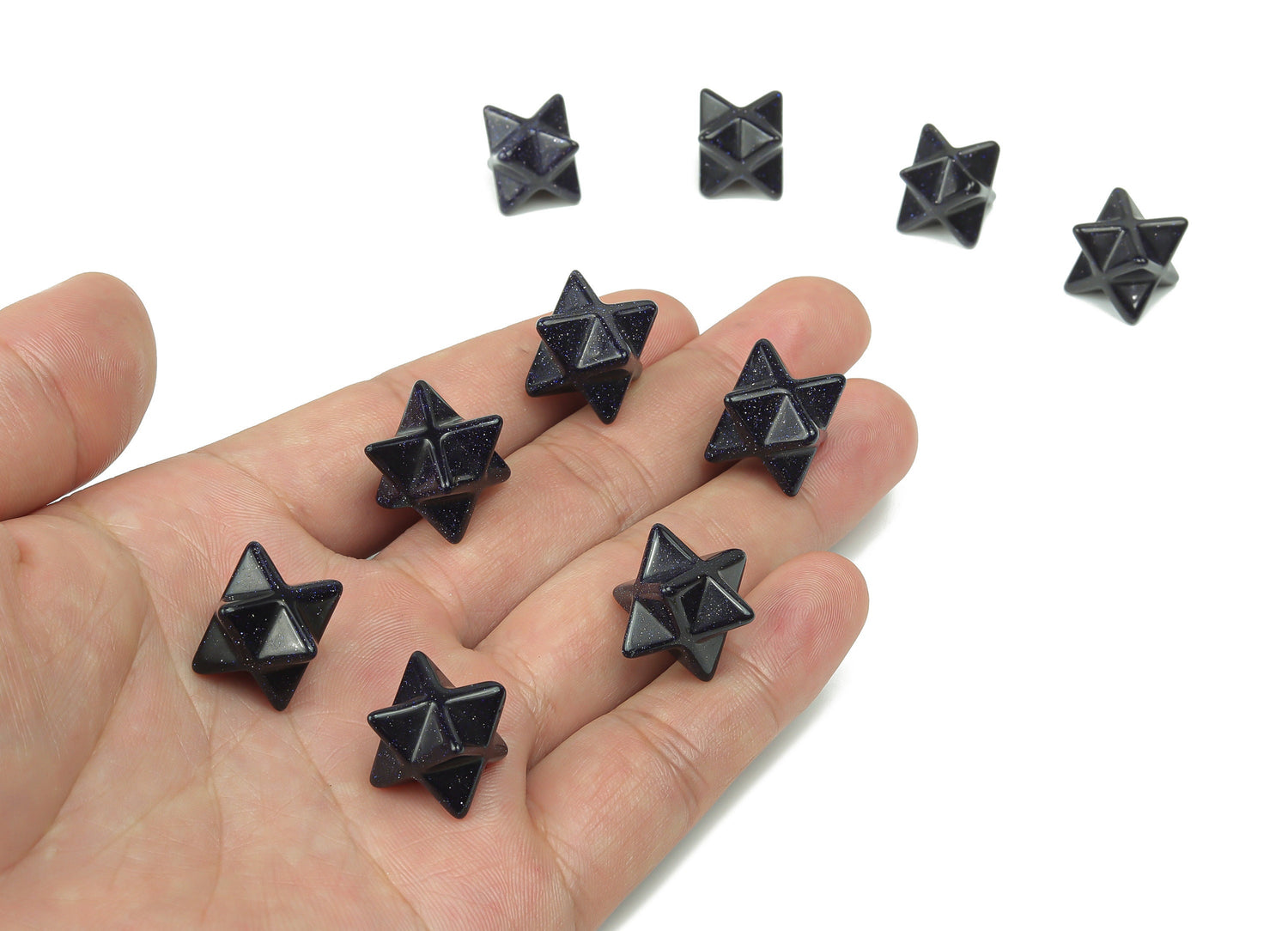 Cristal Estrella Merkaba de Goldstone Azul - Sanación Reiki - 13mm - ME1018