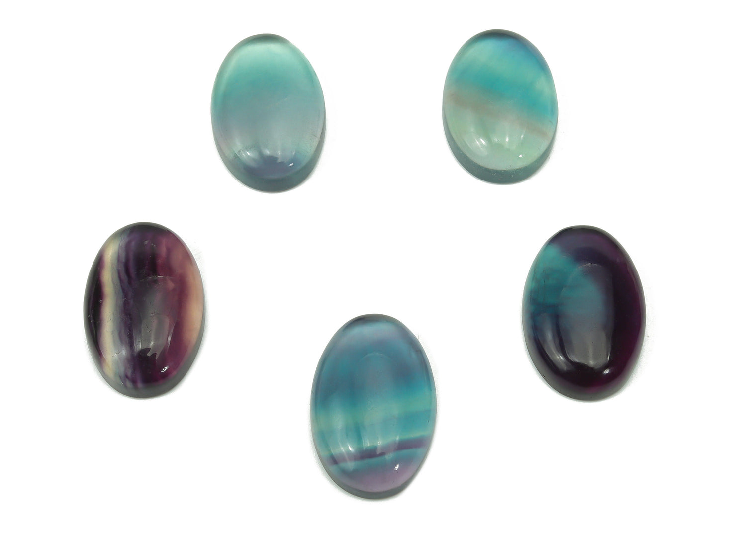 Fluorite flat gemstone slab from GemstoneGO, showing vibrant green and purple mineral colors with smooth, polished surface.