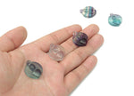 Pink and green fluorite heart-shaped crystal pendant with hole for necklace, from GemstoneGO.