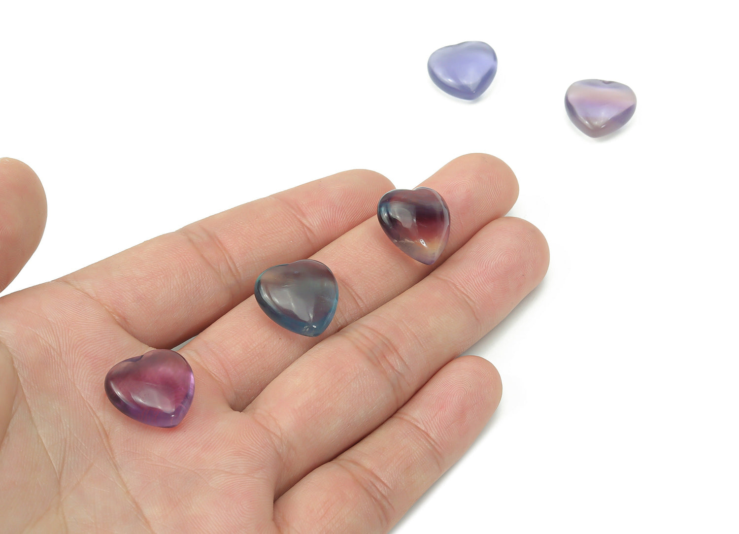 Fluorite Heart Gemstone - 16x16x7mm - HE1267