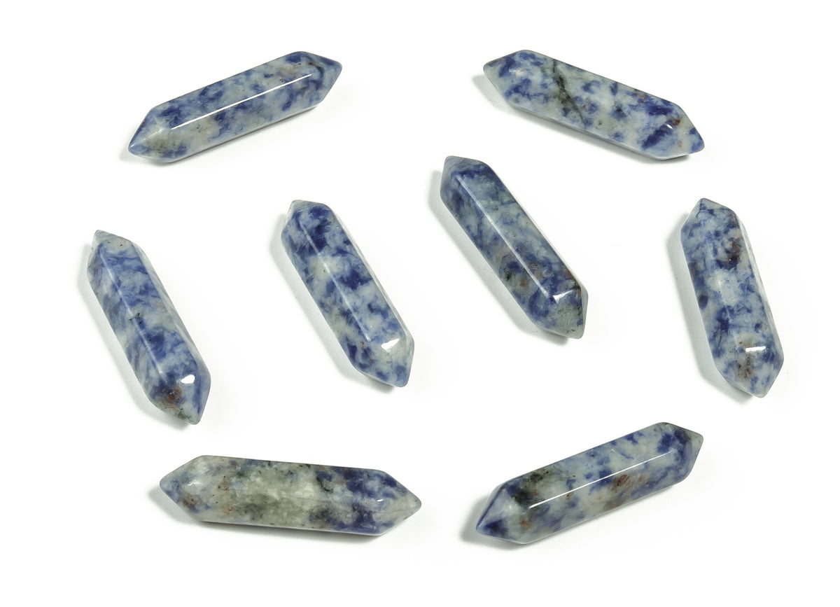 Blue Spot Jasper carved terminated point, 33mm gemstone crystal from GemstoneGO with natural blue and brown patterns