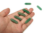 Aventurine terminated carved point gemstone, 33mm, from GemstoneGO, showing a polished green mineral with natural patterns and pointed tip.