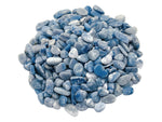 Blue aventurine crystal chips, semi-tumbled 5-7mm gemstone bulk stones from GemstoneGO, shown in a close-up image.