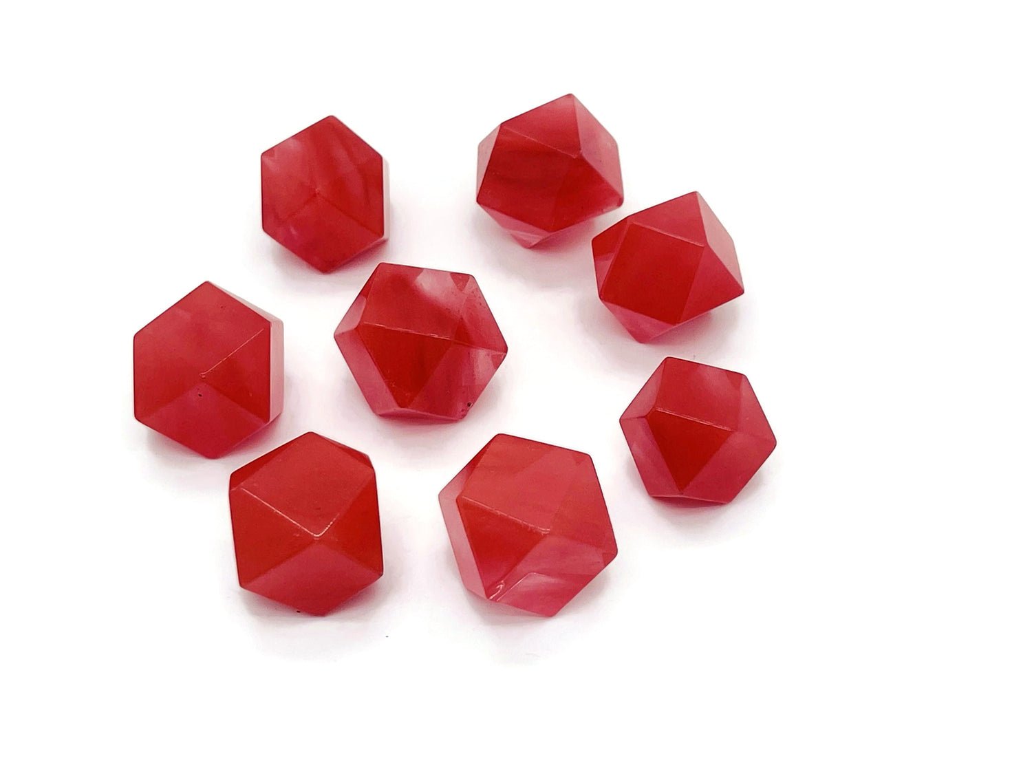 Cherry Quartz Polyhedron Carved Gemstone - 20mm - PL1005