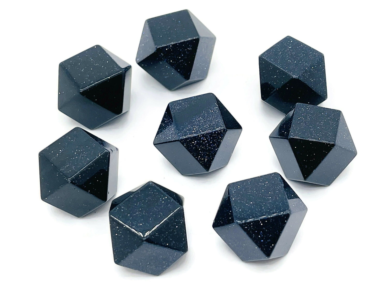 Piedra preciosa tallada en poliedro de Goldstone Azul - 20 mm - PL1008