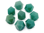 20mm Aventurine polyhedron carved gemstone from GemstoneGO showing its green, faceted surface and geometric shape.