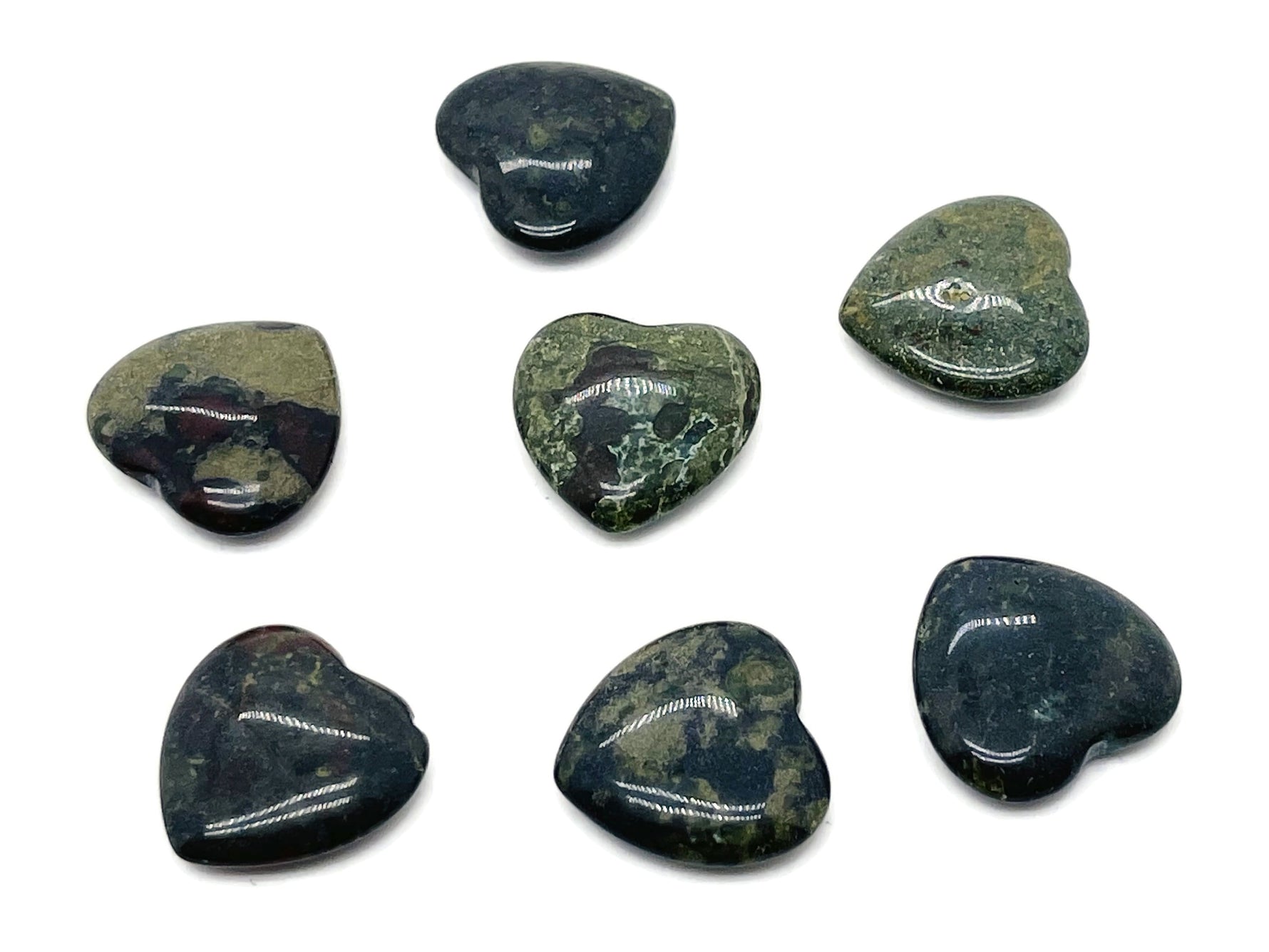 Dragon Blood Jasper heart gemstone, 20x20x6mm, with rich red and brown patterns, from GemstoneGO.