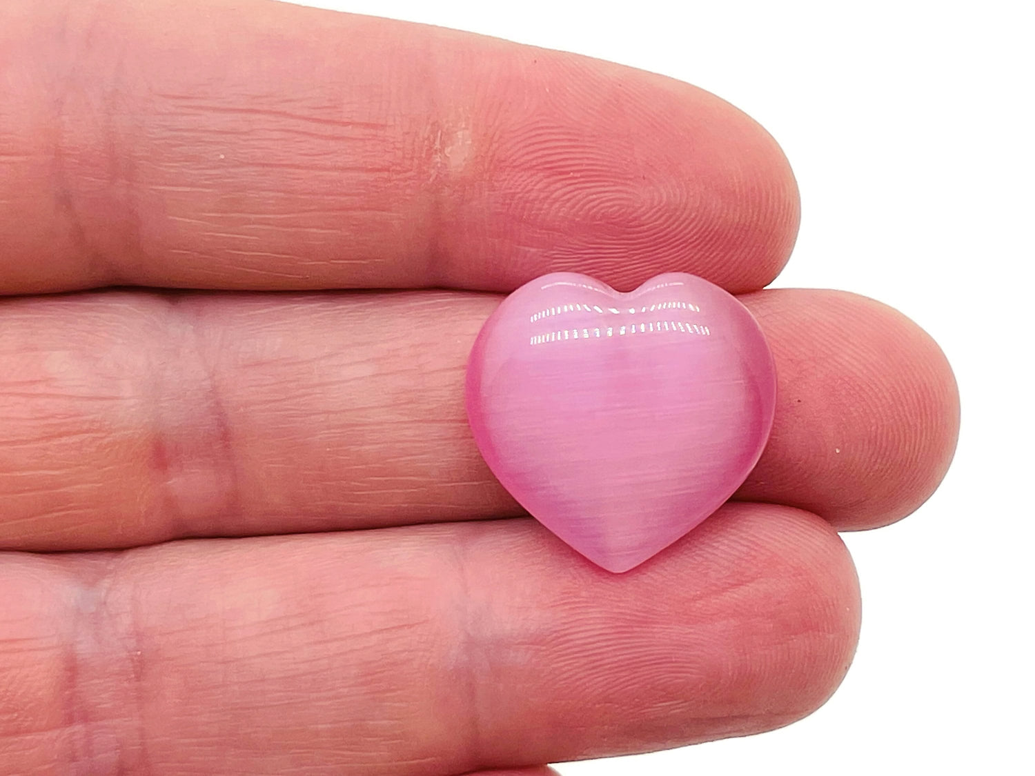 Gema Corazón Ojo de Gato Rosa - 20x20x6mm - HE1084