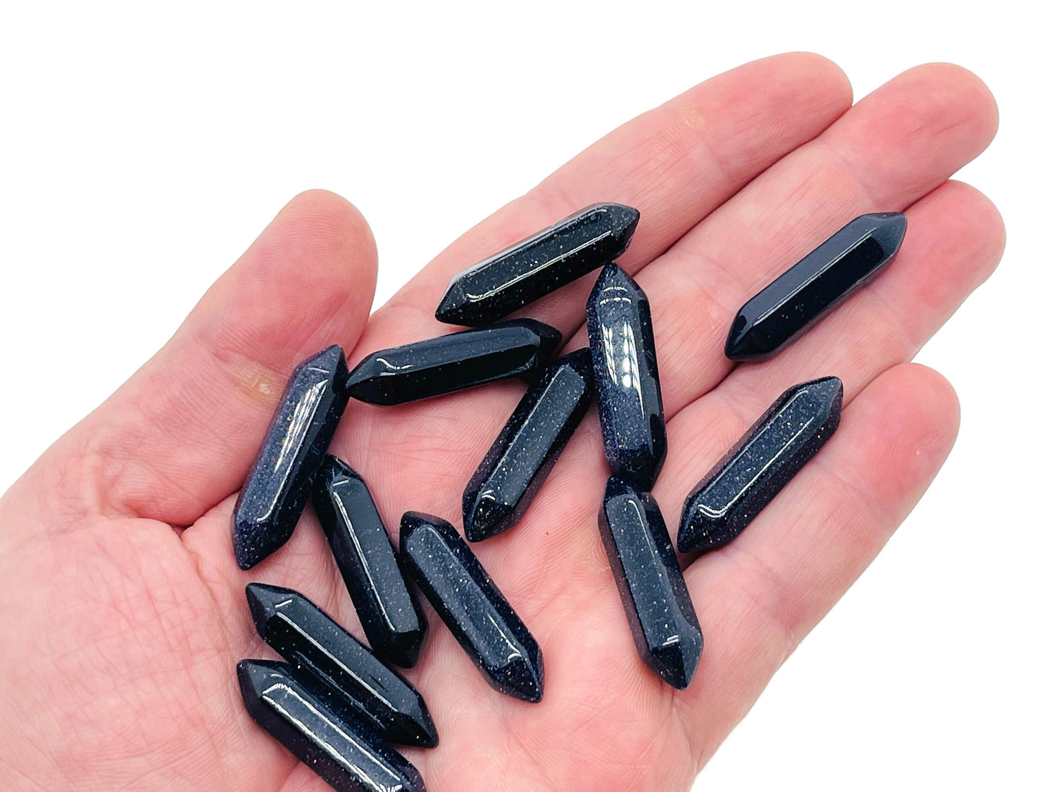 Punta tallada de goldstone azul - 33mm - PO1025