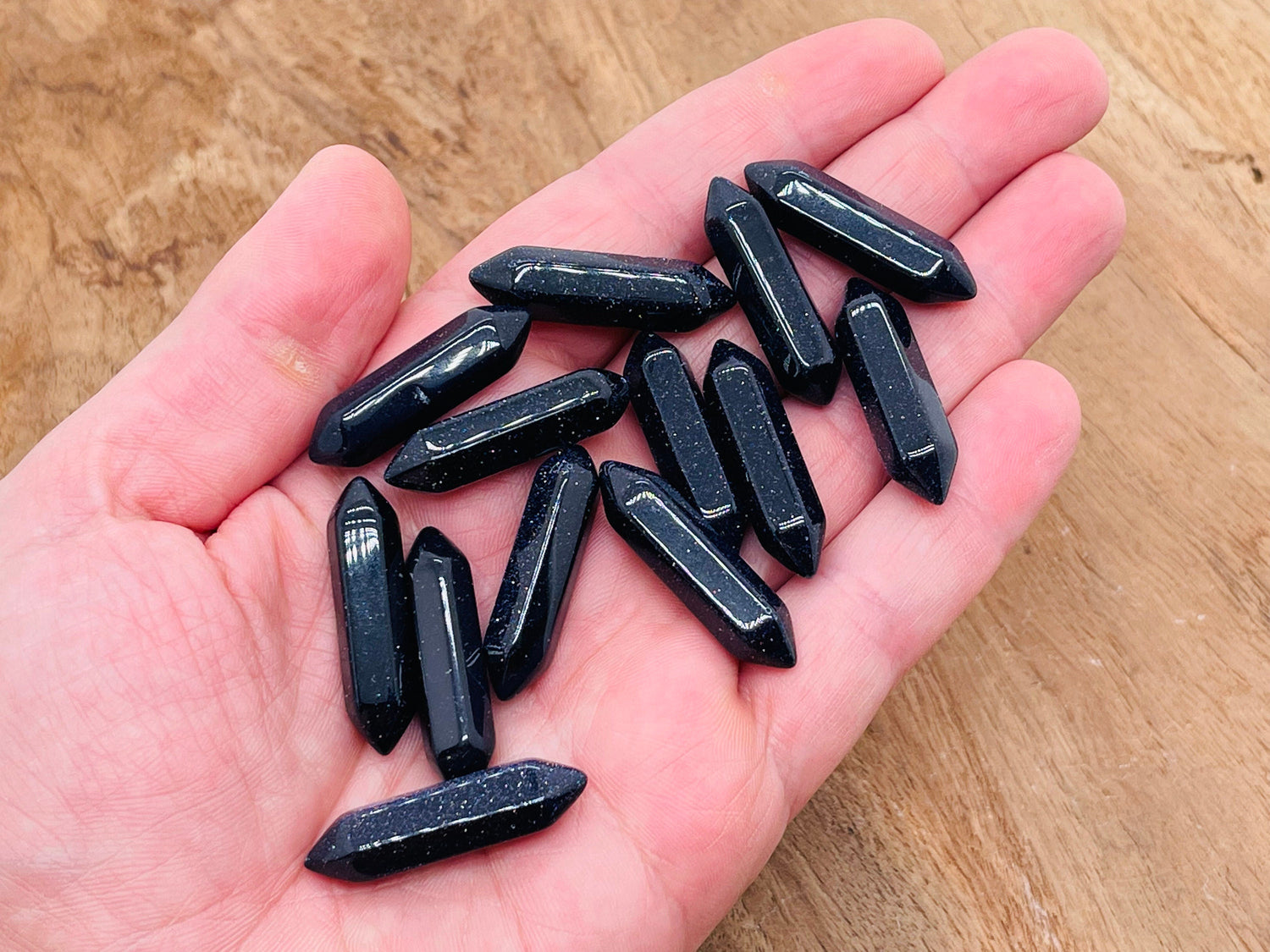 Punta tallada de goldstone azul - 33mm - PO1025