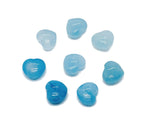 Aquamarine heart-shaped gemstone, 15x15x9mm, with a vibrant blue color, shown from a detailed angle.