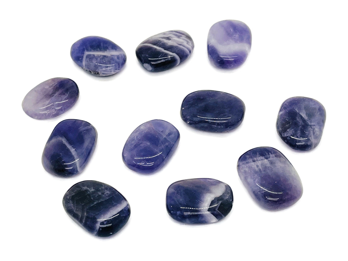 Amethyst flat gemstone slab from GemstoneGO, showcasing a polished purple crystal with natural stone patterns and smooth edges.