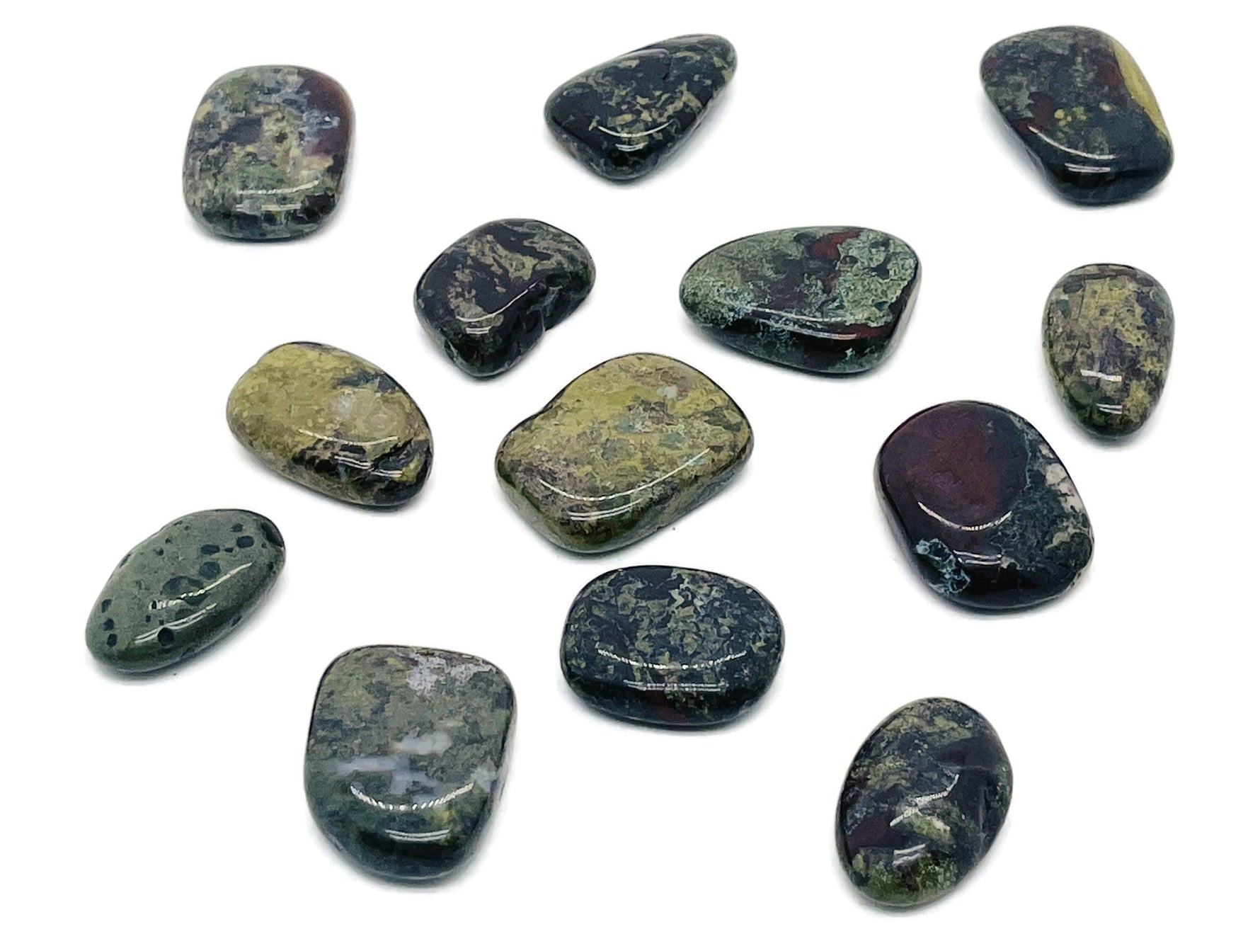 Dragon Blood Jasper flat gemstone slab from GemstoneGO, showcasing vibrant red and brown mineral patterns on a smooth surface.
