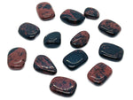 Mahogany Obsidian flat gemstone slab from GemstoneGO, showcasing rich reddish-brown and black swirling patterns and smooth polished surface.