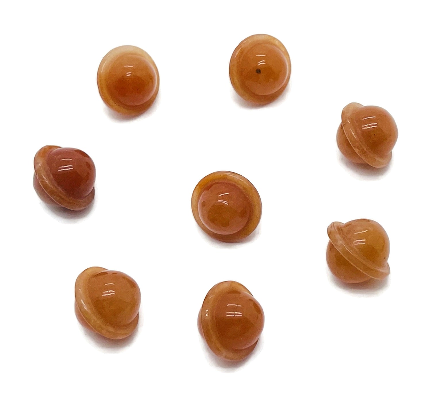 Orange Aventurine Saturn crystal carved mini planet gemstone, 18mm, from GemstoneGO, featuring detailed planetary carvings.