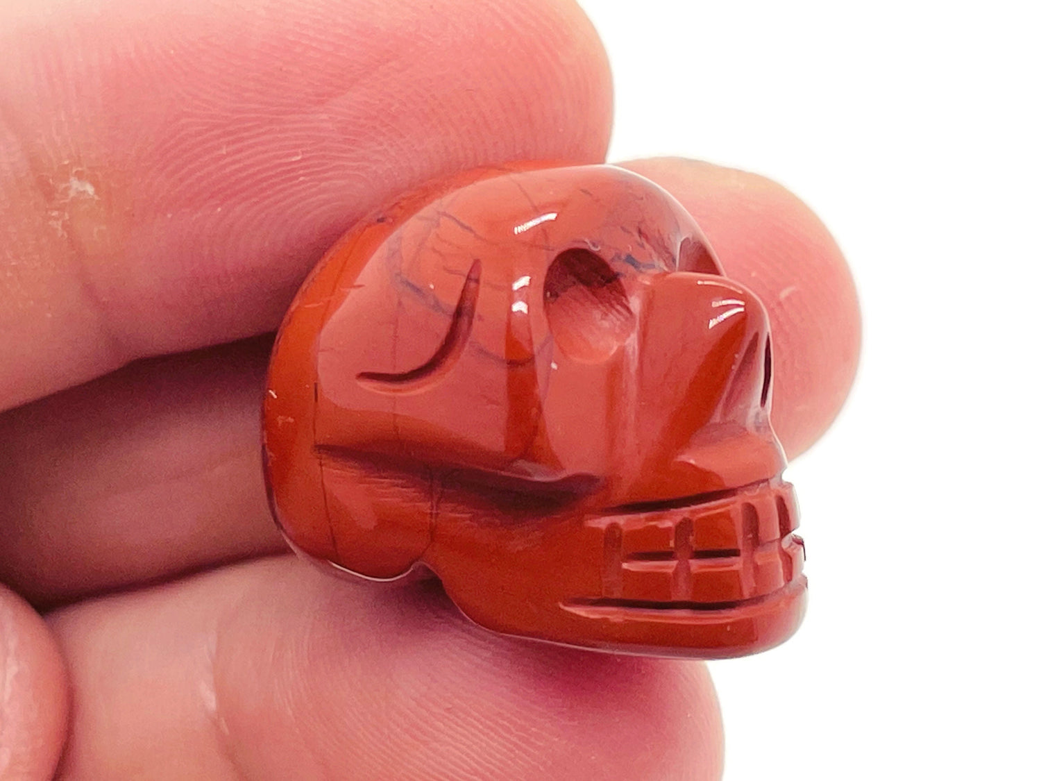 Calavera de Jaspe Rojo Grabada - 25mm - SK1009