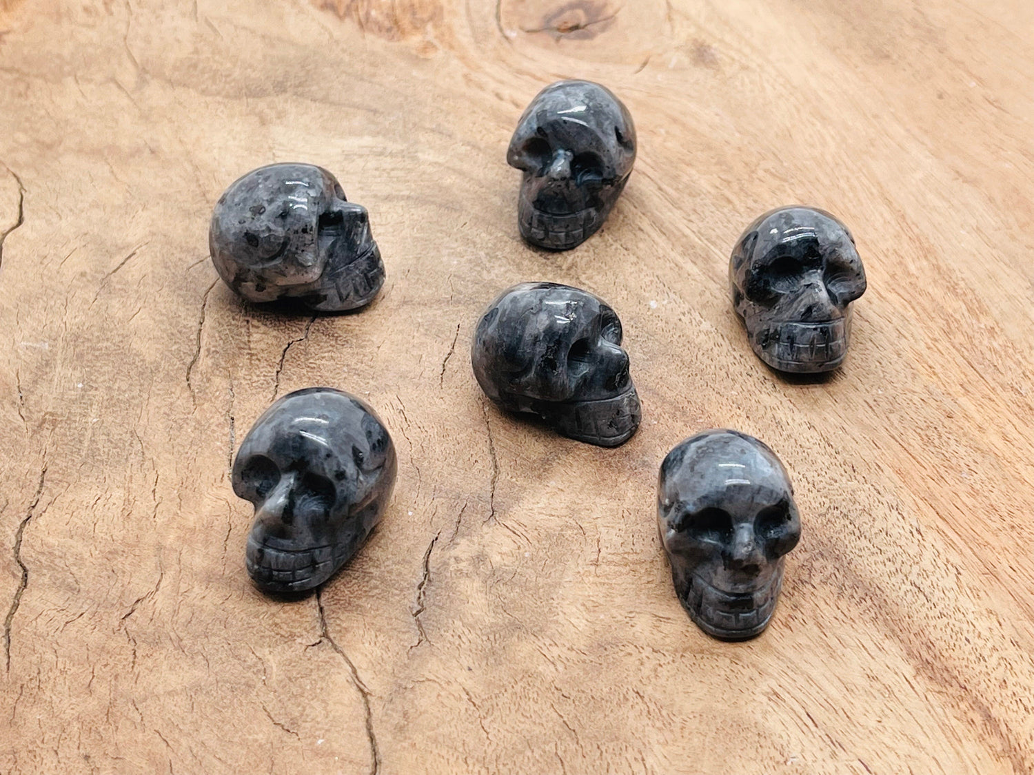 Larvikite Skull Carved Gemstone - 25mm - SK1012