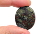 Dragon Blood Jasper flat gemstone slab from GemstoneGO, measuring 30x25x7 mm, showcasing deep red and brown mineral patterns.