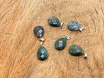 Moss agate crystal pendant, 20mm, gemstone jewelry making supply with natural green and brown patterns, from GemstoneGO.