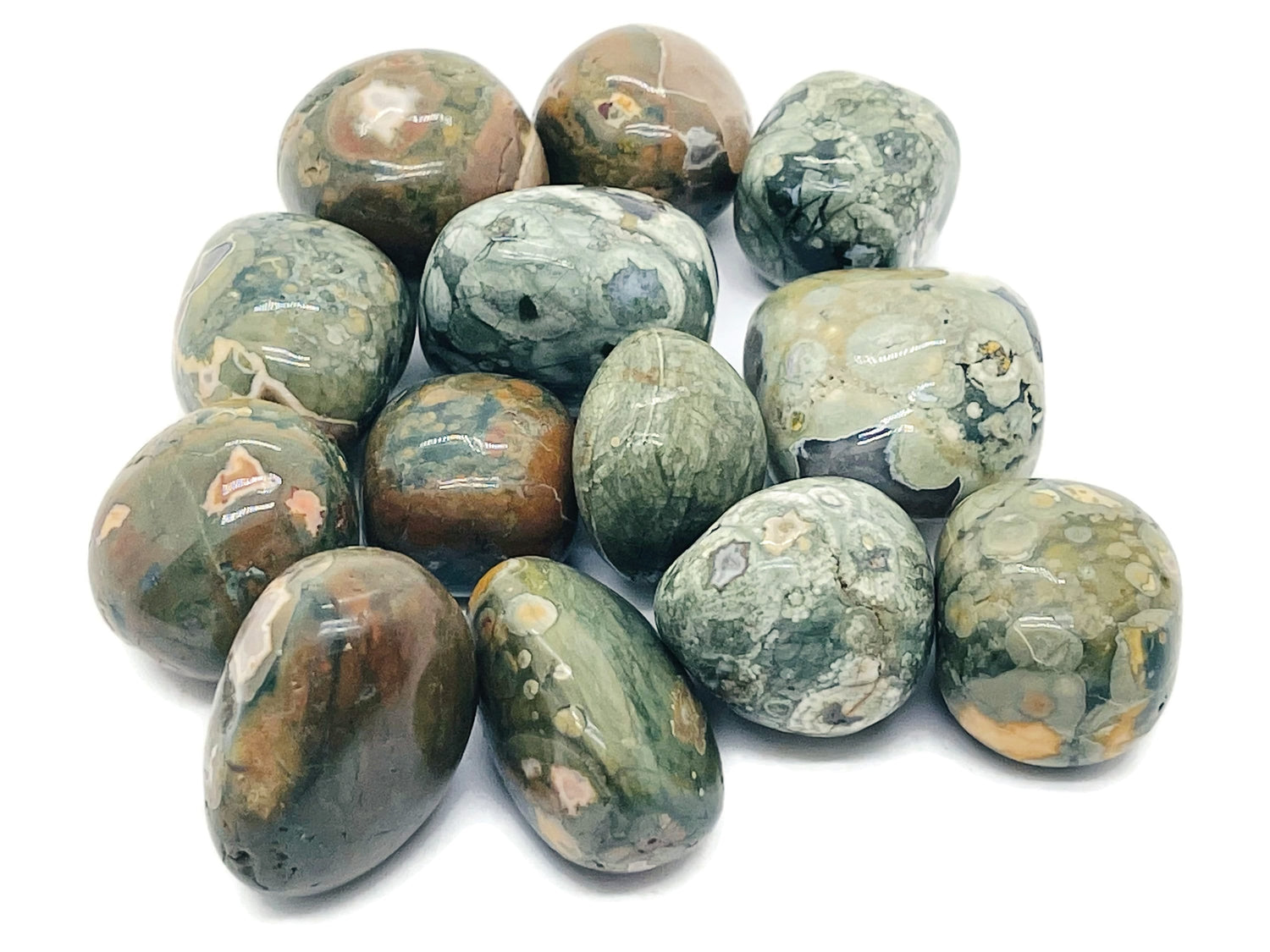 Pierre roulée de rhyolite verte - Cristal de la forêt tropicale - Cristal de rhyolite ?€? Bonne humeur - TU1208