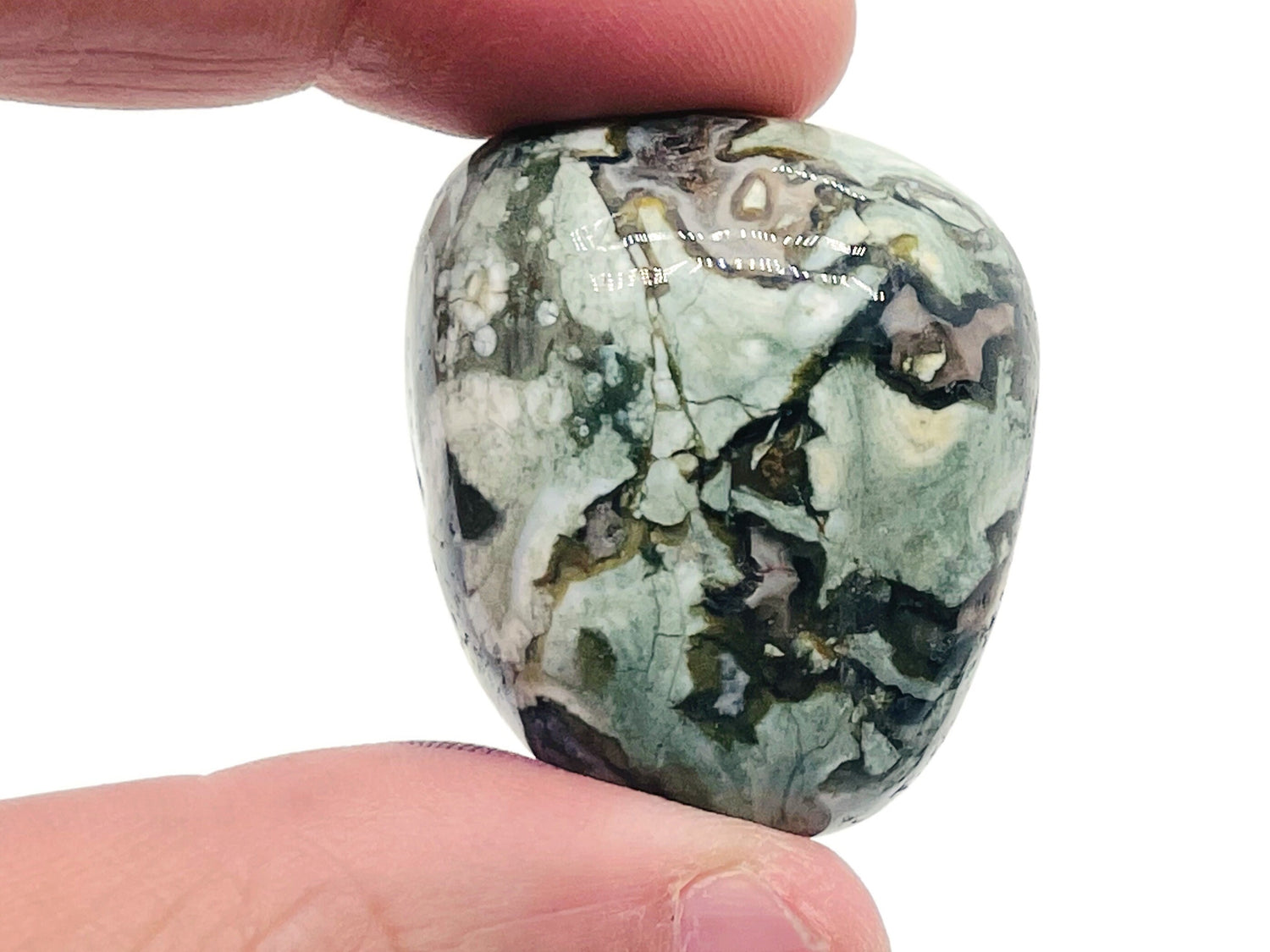 Pierre roulée de rhyolite verte - Cristal de la forêt tropicale - Cristal de rhyolite ?€? Bonne humeur - TU1208