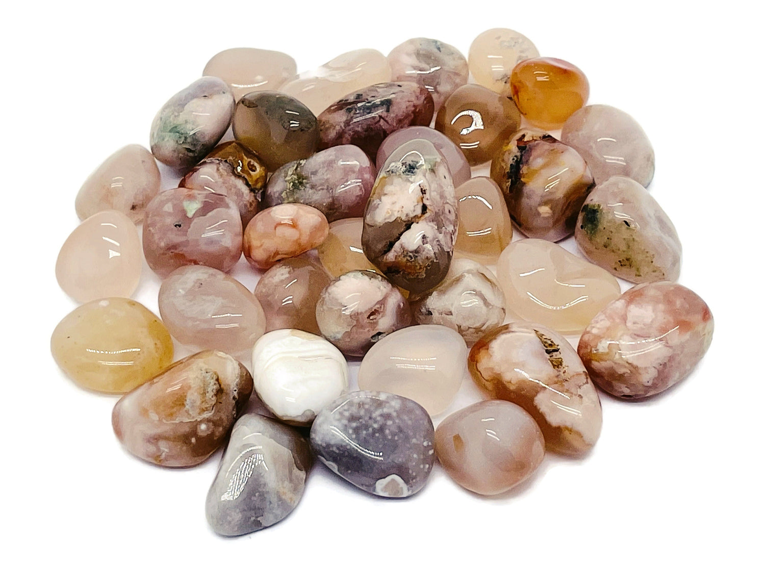 Flower Agate Tumbled Stone - Cherry Blossom - TU1026