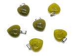Nephrite jade heart pendant with mini crystal accent, gemstone jewelry from GemstoneGO, showcasing a polished green jade pendant.