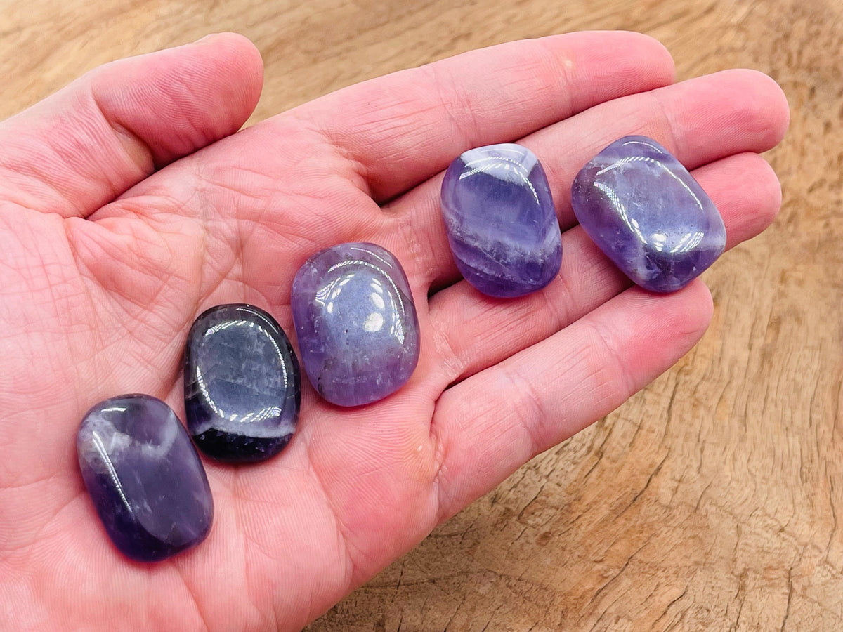 Amethyst flat gemstone slab from GemstoneGO showing a purple crystal crystal with natural patterns and smooth surface.