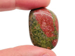 Unakite flat gemstone slab from GemstoneGO, showcasing pink and green mineral layers with smooth polished surface.