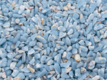 Semi-tumbled Angelite crystal chips in 5-7mm, natural blue gemstone bulk stones from GemstoneGO.