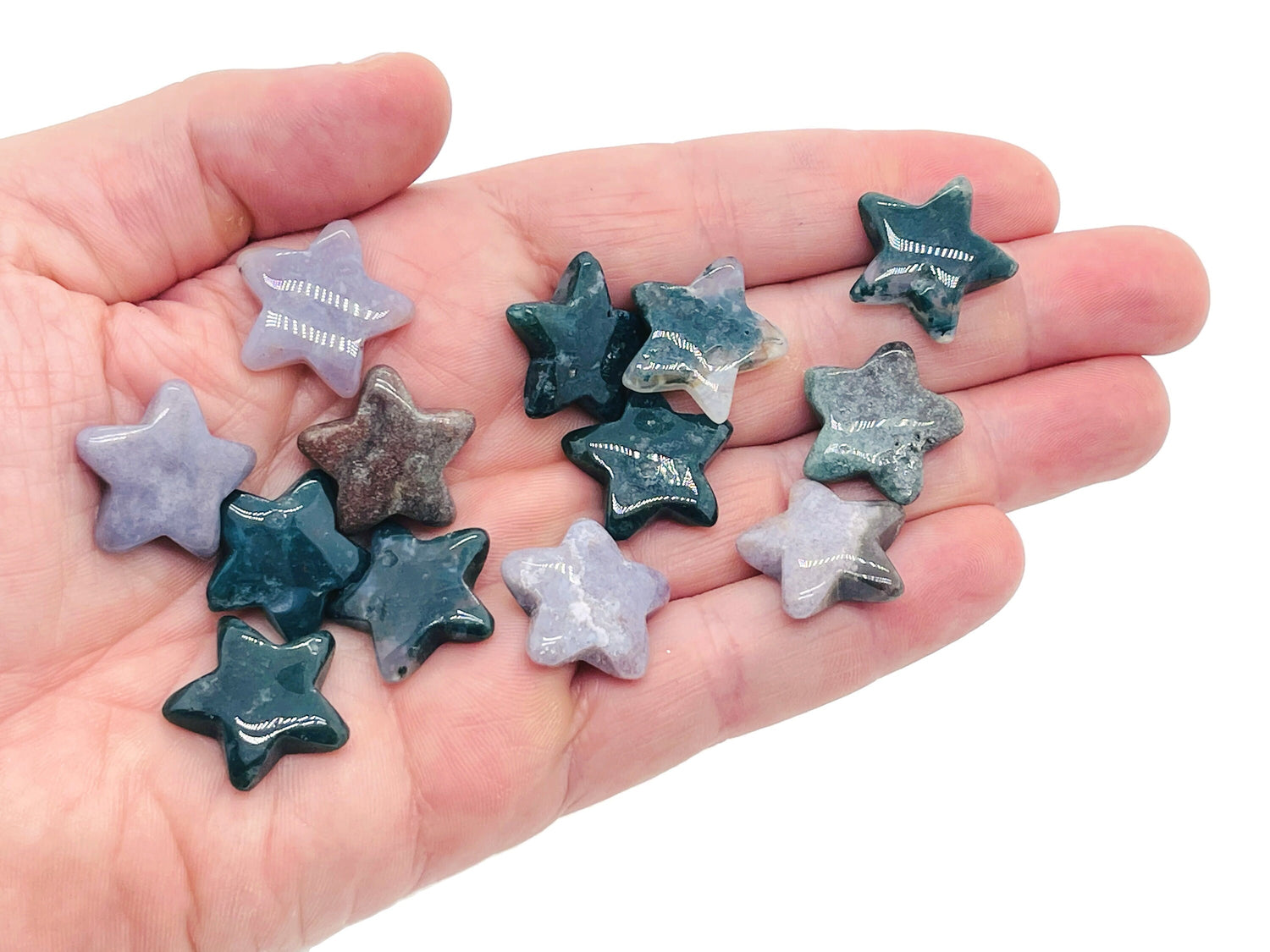 Moss Agate Star Gemstone - 20mm - ST1014