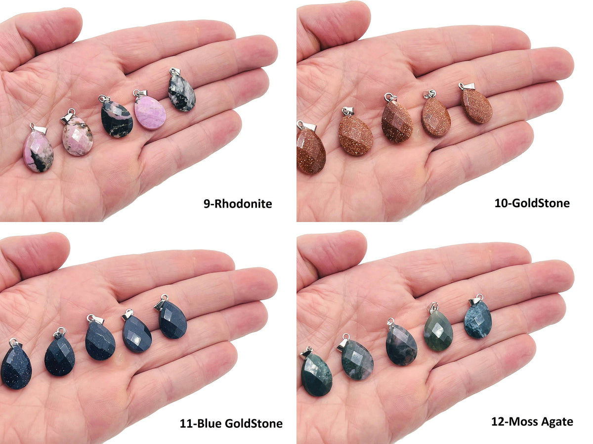 Faceted 20mm crystal pendant from GemstoneGO, jewelry making supply with a sparkling, multi-faceted glass gemstone.
