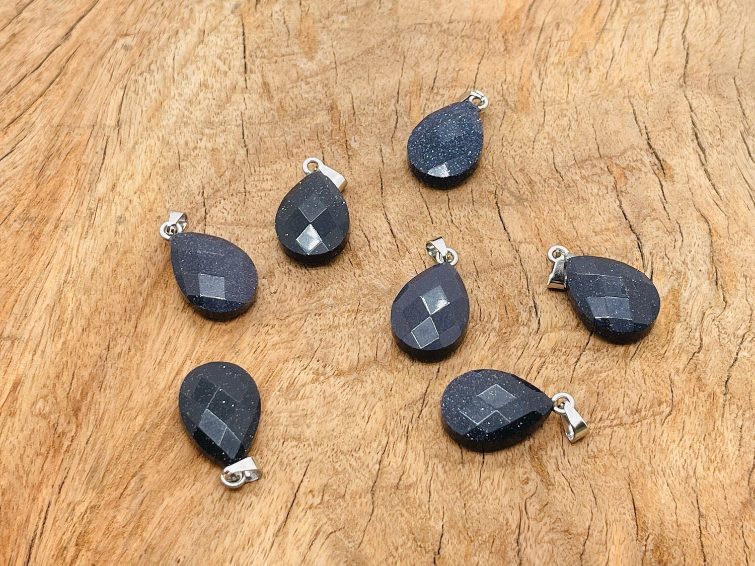 Colgante de cristal Goldstone azul - Suministros para hacer joyas - 20 mm - NC1106