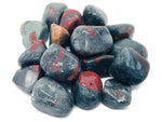 African Bloodstone tumbled gemstone from GemstoneGO, showing deep green stone with red blood-like mineral inclusions.
