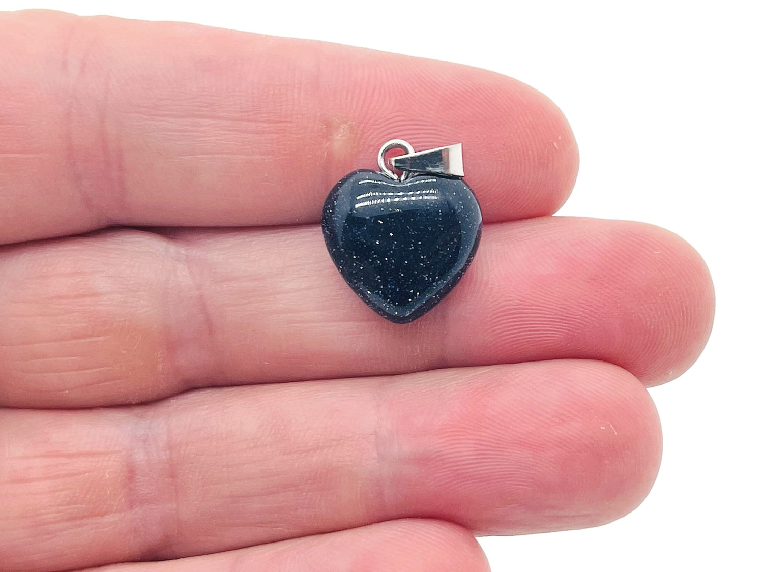 Colgante de Corazón de Goldstone Azul - Mini Colgante de Cristal - HNC1009