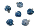 Blue Spot Jasper heart pendant by GemstoneGO, featuring a mini crystal design with vibrant blue spots on a polished gemstone heart.