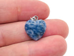 Blue Spot Jasper heart pendant, mini crystal pendant by GemstoneGO featuring a polished blue and brown gemstone heart.