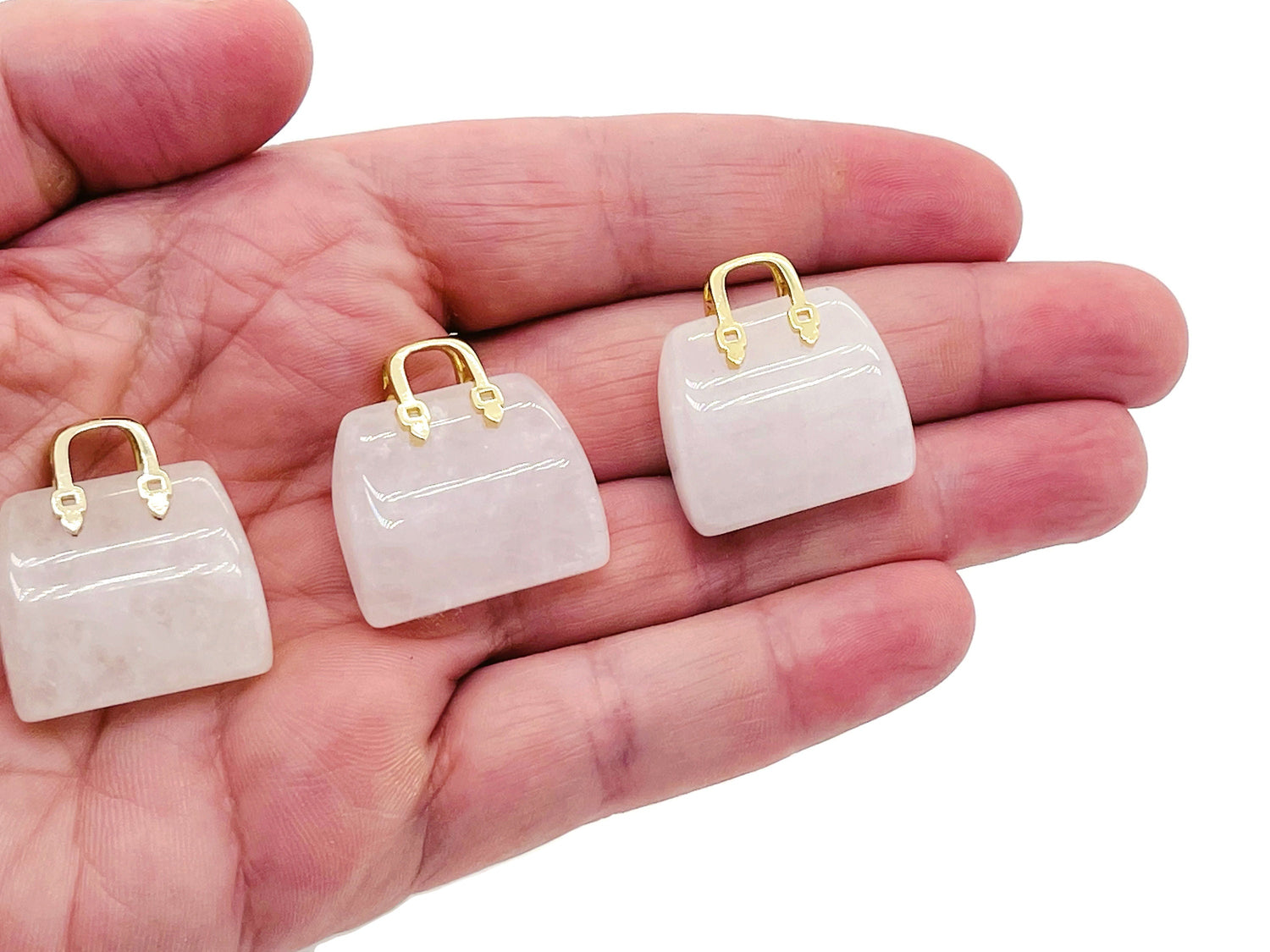Clear Quartz Crystal Purse Carving Gemstone - Crystal Handbag Pendant - PU1006