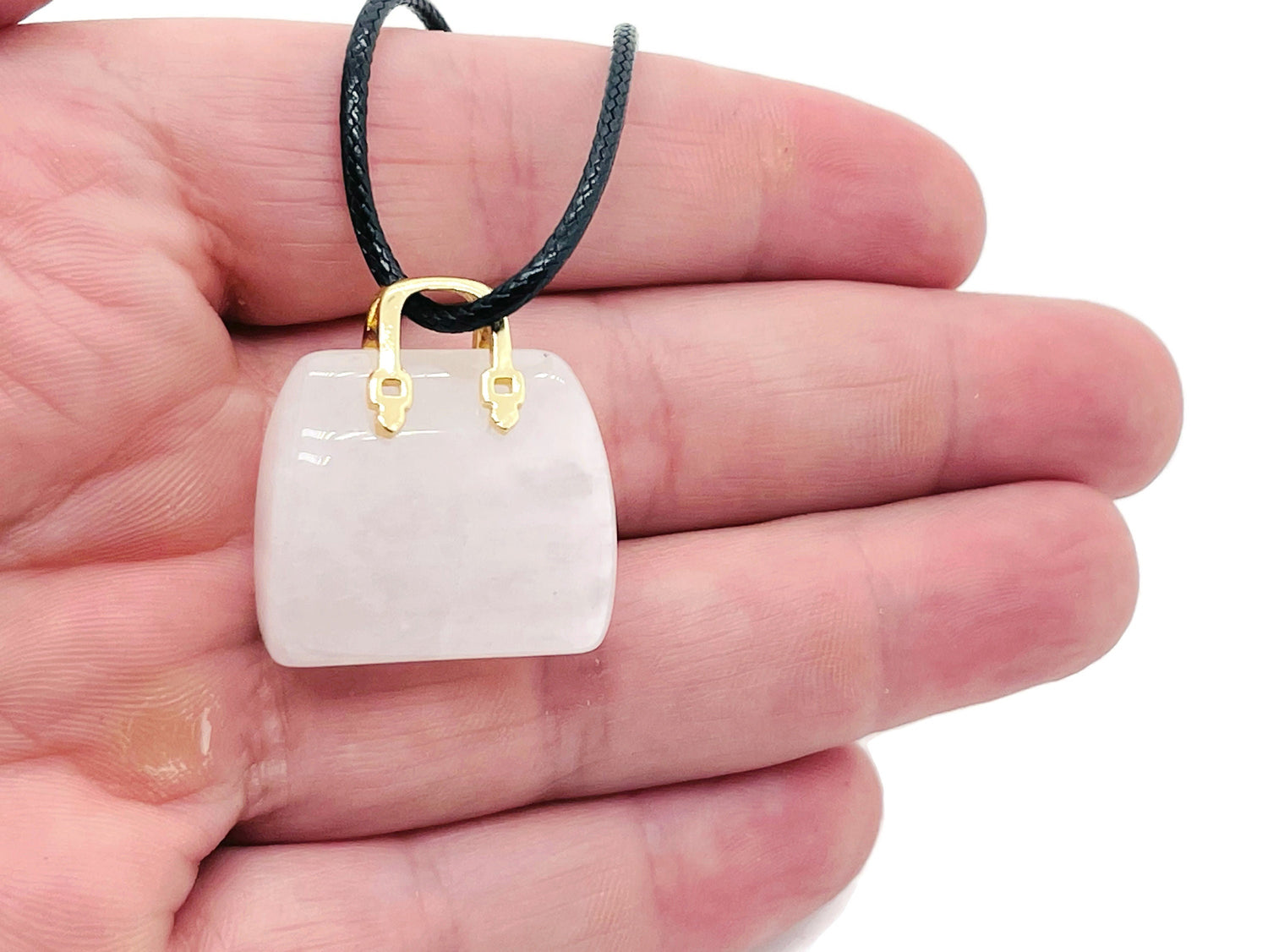 Clear Quartz Crystal Purse Carving Gemstone - Crystal Handbag Pendant - PU1006