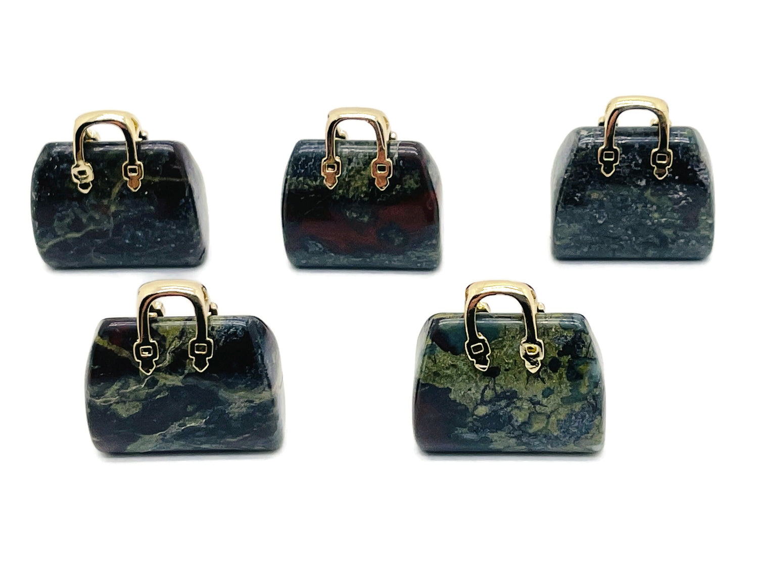 Dragon Blood Jasper crystal handbag pendant featuring a carved gemstone design, perfect for jewelry and accessories.