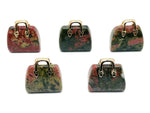Unakite crystal gemstone purse carving pendant featuring a detailed handbag design, crafted by GemstoneGO.