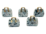 Kiwi Jasper crystal gemstone purse carving pendant featuring a detailed handbag design, handcrafted by GemstoneGO.