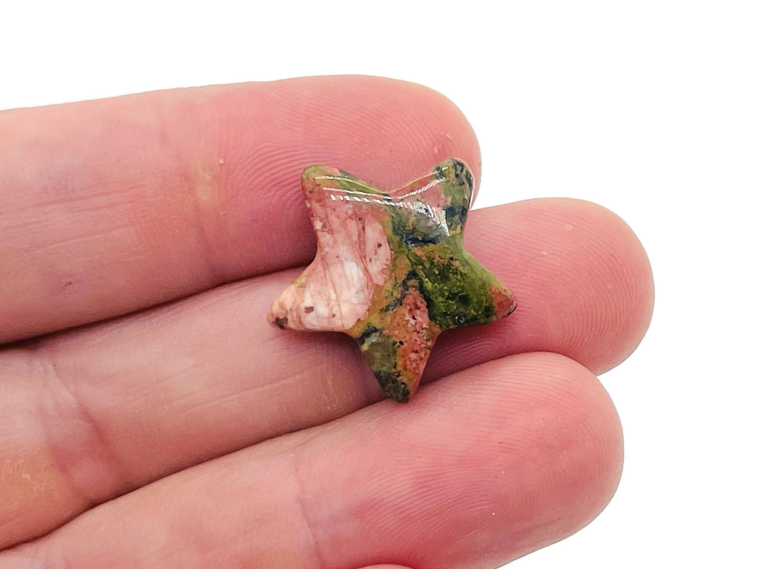 Pierre précieuse étoile Unakite ?€? Étoile sculptée ?€? Mini pierre de cristal étoile ?€? Cristal de guérison ?€? 2 cm ?€? ST1015