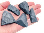 Raw Shungite gemstone from GemstoneGO, showcasing its dark, textured, natural mineral appearance with rough edges.
