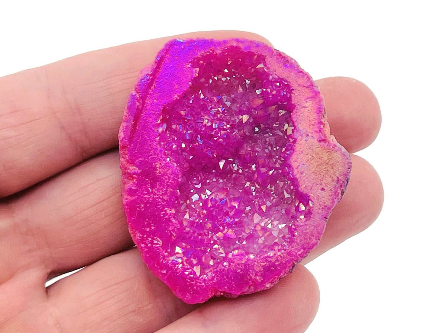 Pink Aura Oco Agate Geode Raw Crystal - RA1155