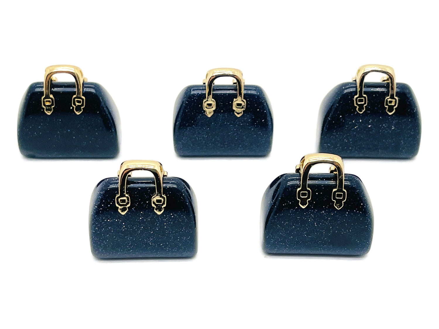 Piedra preciosa tallada en forma de bolso de cristal de Goldstone azul - Colgante de bolso de cristal - PU1016