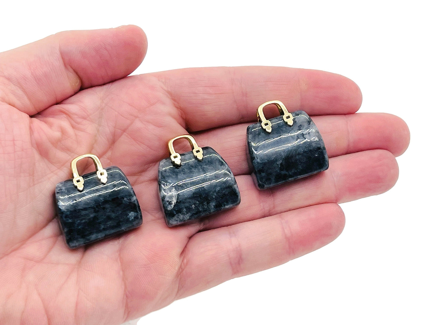 Larvikite Crystal Purse Carving Gemstone - Crystal Handbag Pendant - PU1020