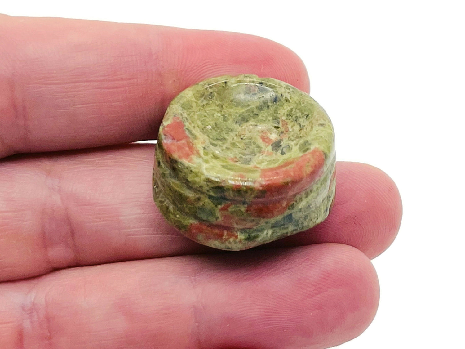 Soporte de esfera de cristal de unakita - Gema tallada - Decoración del hogar - SD1010